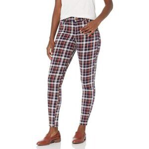 NEW WILLIAM RAST High-Rise Plaid Skinny Jeans, Size 26, Red/White/Blue‎